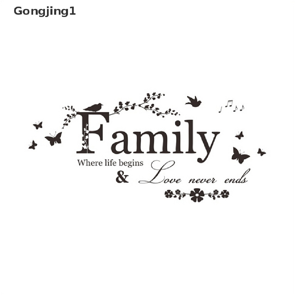 Gongjing1 Family Stiker Dinding Motif Tulisan Quotes Bahan Vinyl Untuk Dekorasi Rumah