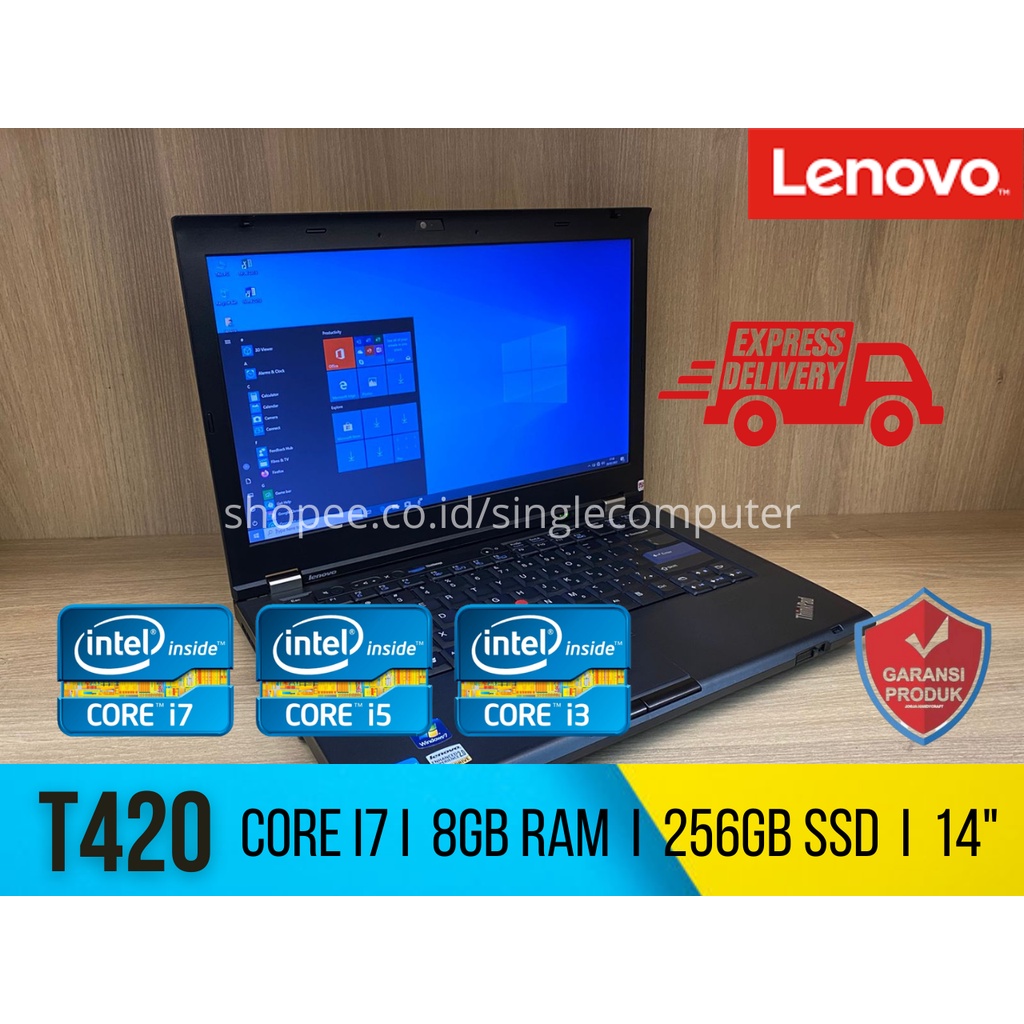 Laptop Lenovo Thinkpad T420 Core i7 Core i5 Core i3 Gen 2 8GB RAM 256GB SSD Layar 14 Camera DVD Rom