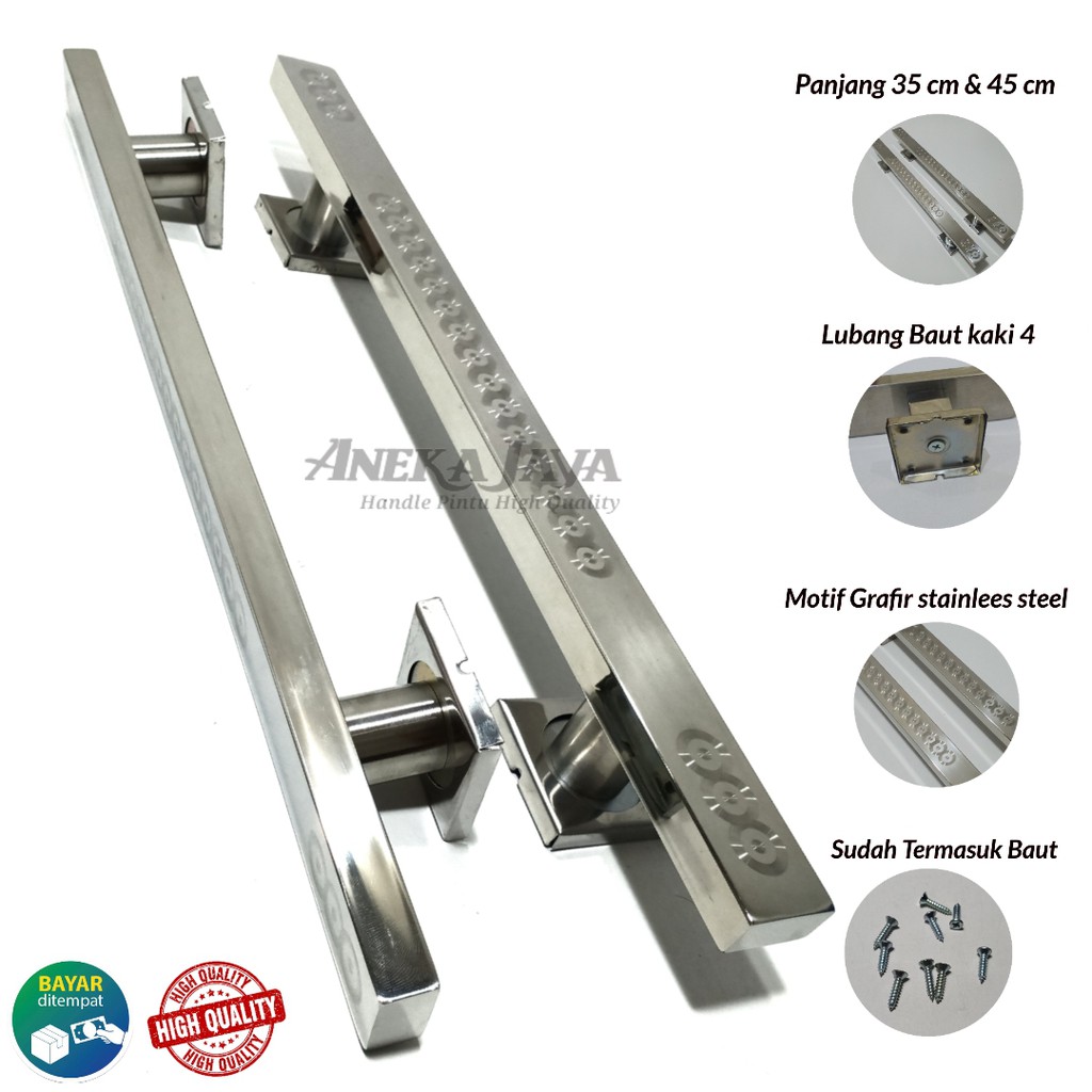 Satu set kunci 4 handle pintu rumah 33 cm 45 cm murah tarikan pintu stainless gagang pintu terbaru