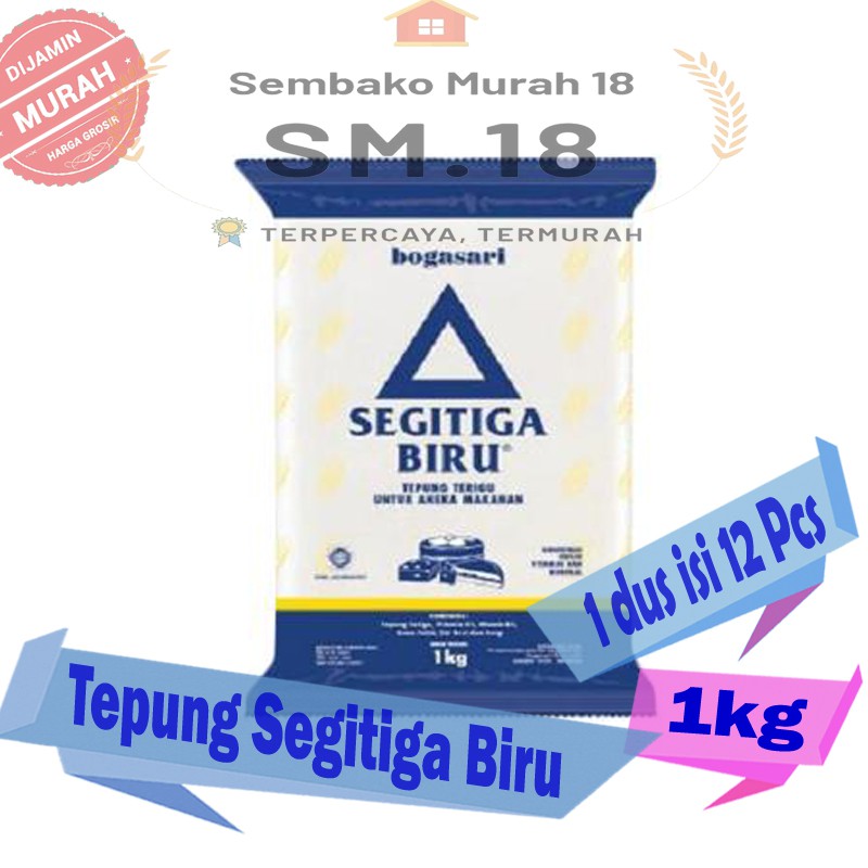 Tepung Terigu Segitiga Biru 1kg - Grosir Termurah - Per Dus