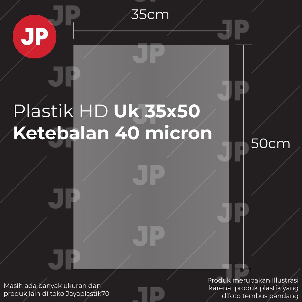 Plastik HD polos Uk 35x50cm Tebal +/-40 micron (ISI 50 lembar)