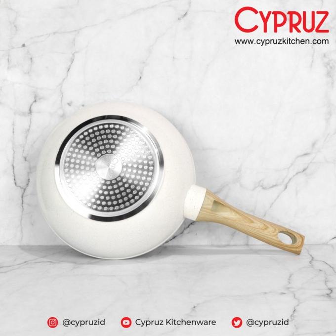 Fry Wok Pan Anti Lengket Induksi Induction White Granite Cypruz