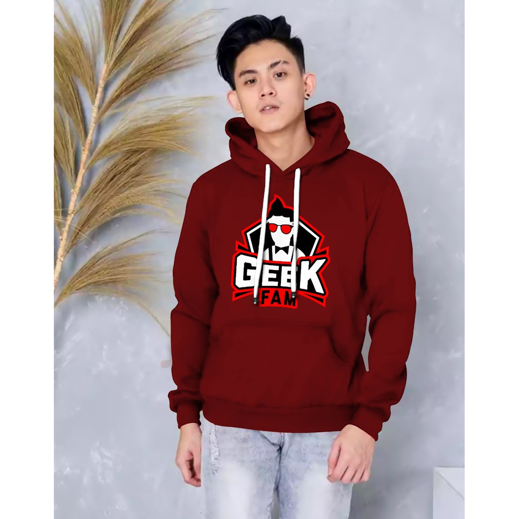 Hoodie Pria / Hodie Pria  / Jaket Pria / Sweater Hoodie Geek Fam Bahan Fleece UK L-XL