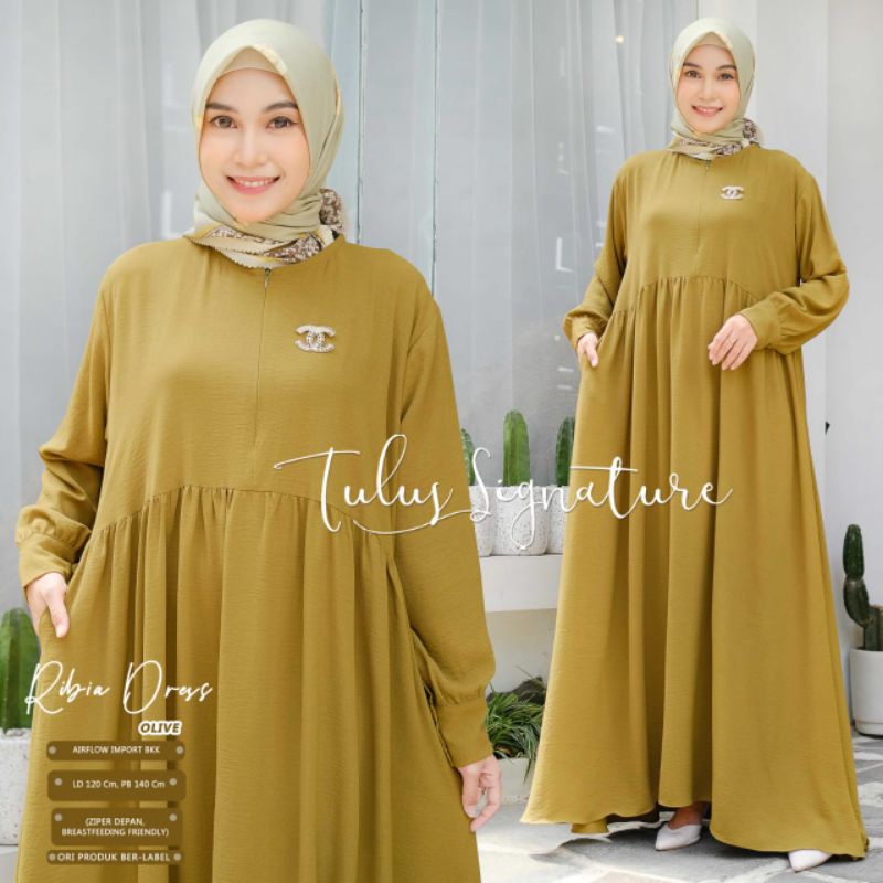 RIBIA DRESS BY TULUS SIGNATURE / GAMIS POLOS WANITA MUSLIMAH / Dress Ld120 jumbo