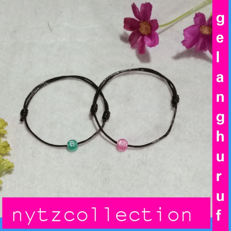 Gelang Inisial Gelang Huruf Bulat Warna