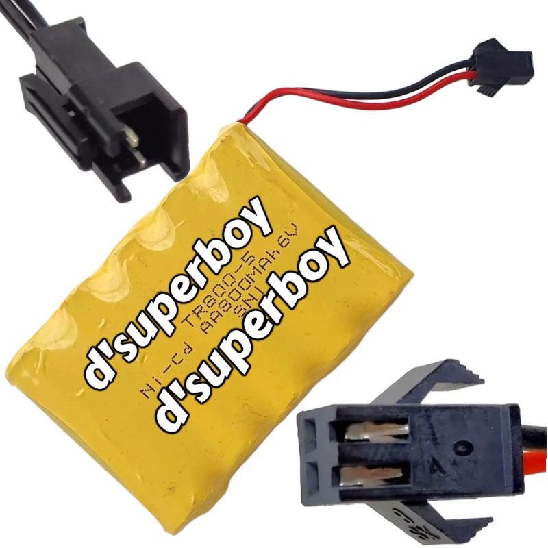 Baterai 6Volt 800MAh Batre Cas Mobil Remote RC Rangkai 5 (800x5) 4000MAh Soket Hitam