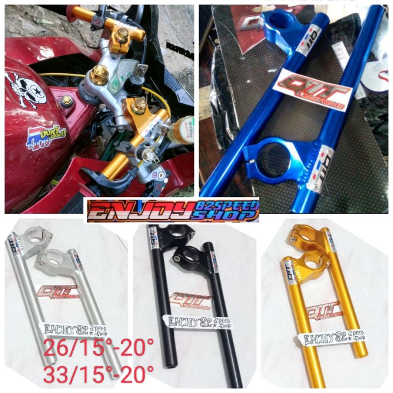 Stang Jepit Asli Qtt / Setang Drag Qtt Ukuran as 33 &amp; as 26 Untuk Ninja R RR Vixion Staria Fu 150 Dll