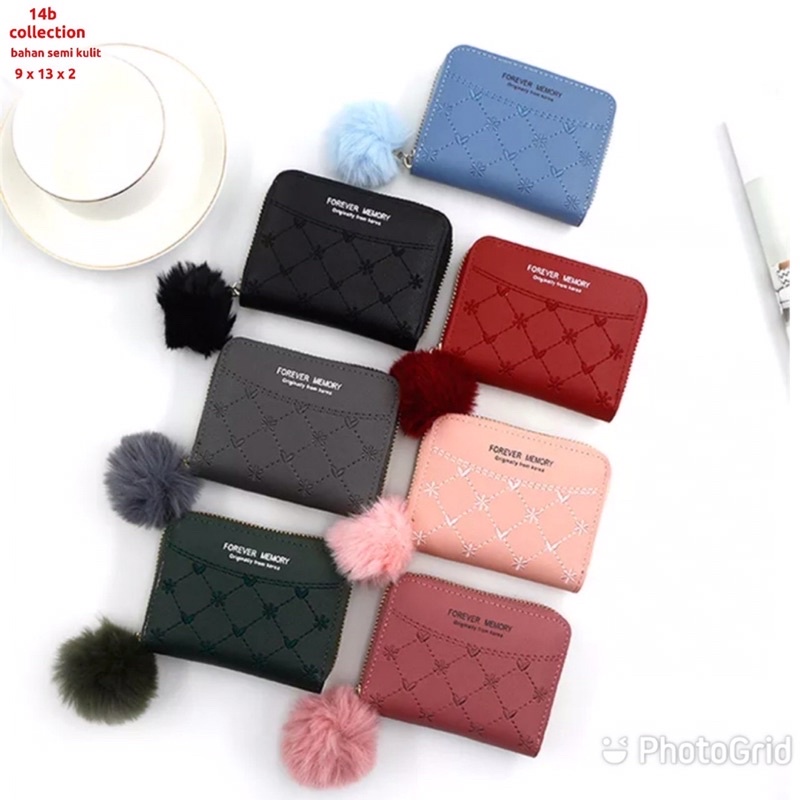 Dompet kecil pompom dompet mini pompom dompet korea mini Forever Memory dompet bordir bunga love