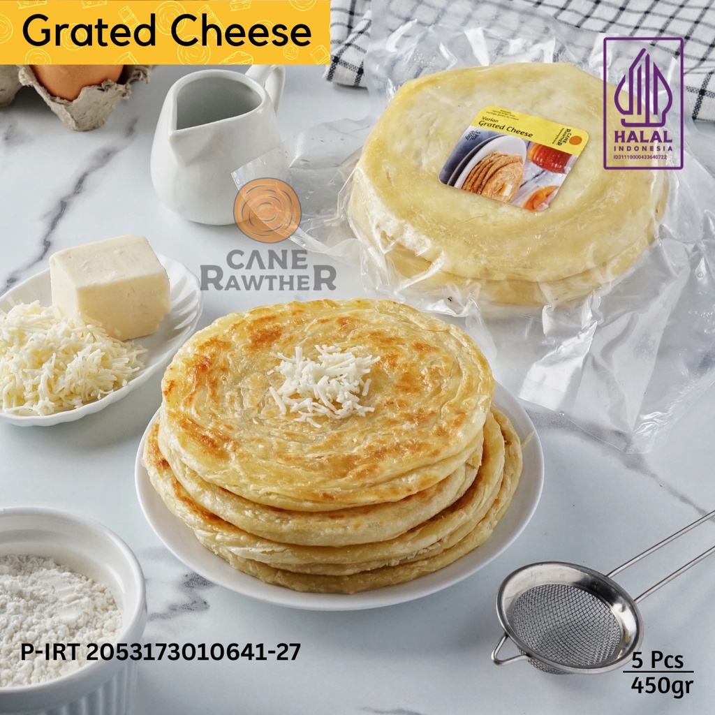 

Roti Maryam / Roti Canai / Roti Cane Frozen Grated Cheese Isi 5 Pcs