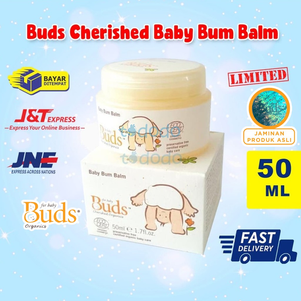 Buds Organics Baby Bum Balm - Lotion atau Krim Perawatan Ruam Popok Pantat Bayi dan Anak