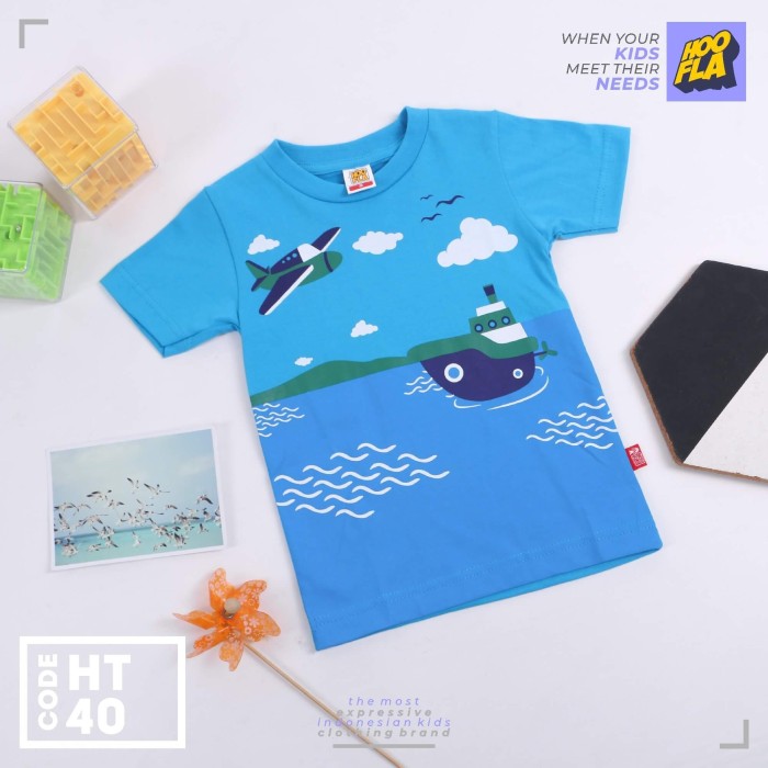 kaos anak lucu / kaos anak edukatif HT 40 kapal perahu