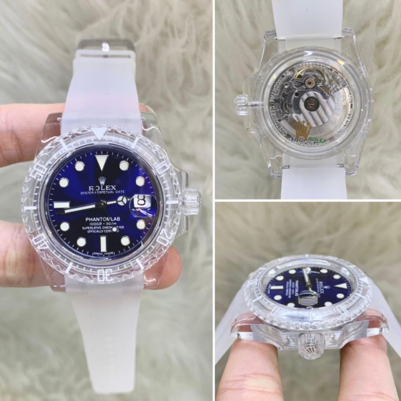 REAL PIC - JAM TANGAN PRIA AUTOMETIC ROLEX PHANTOMLAB SWISS QUALITY FREE EKSTRA STRAP (BIRU TUA)