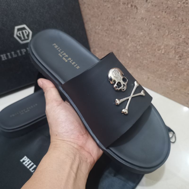 sandal pria philipp plein sendal cowok flat selop slide mirror