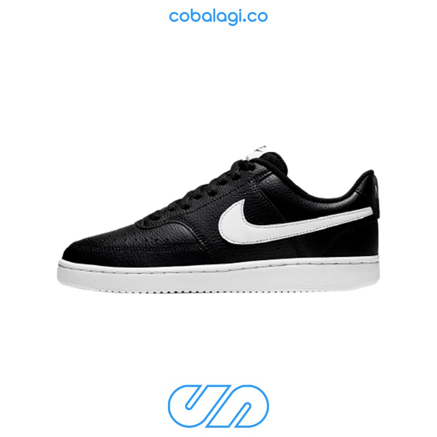 NIKE Court Vision Low Black White Leather Mens BNIB Original Resmi