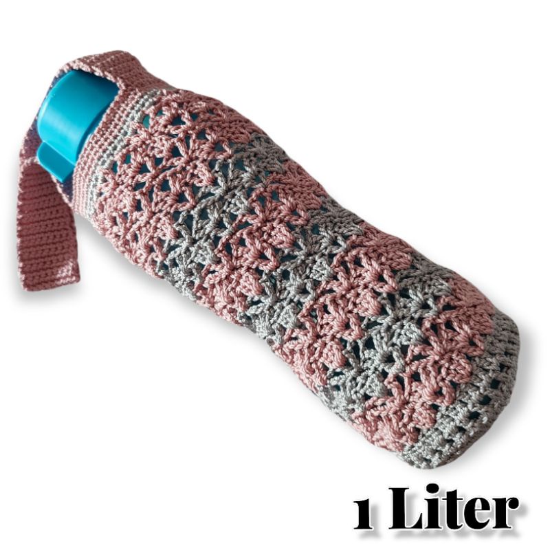 Tas botol minum rajut sarung cover termos tumbler handmade rajutan 1 Liter