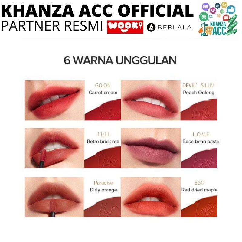 KHANZAACC BERLALA Delicious Cream Velvet Lip Tint Waterproof Matte Kosmetik Bibir BPOM