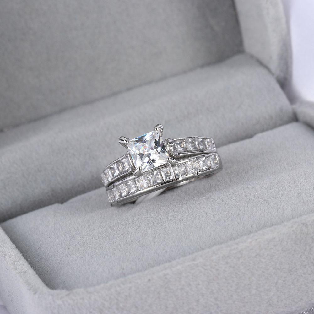 Lily 2-in-1 Set Cincin Vintage Wanita Pertunangan Pernikahan Perhiasan