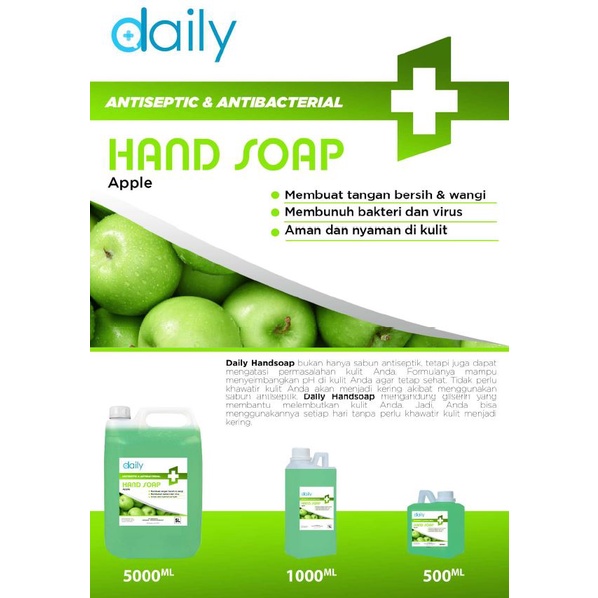 Sabun Cuci Tangan Daily Antiseptik &amp; Antibakteri HandSoap 5 liter Apel