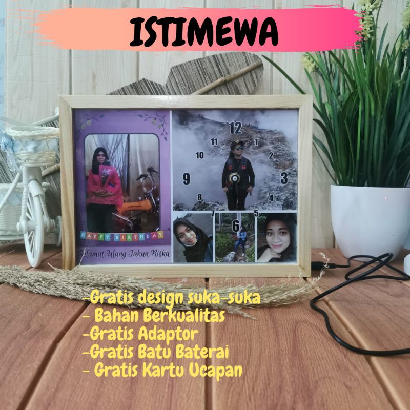 [ISTIMEWA] Jam Dinding Kayu Unik Kado Pernikahan Anniversary Custom Foto