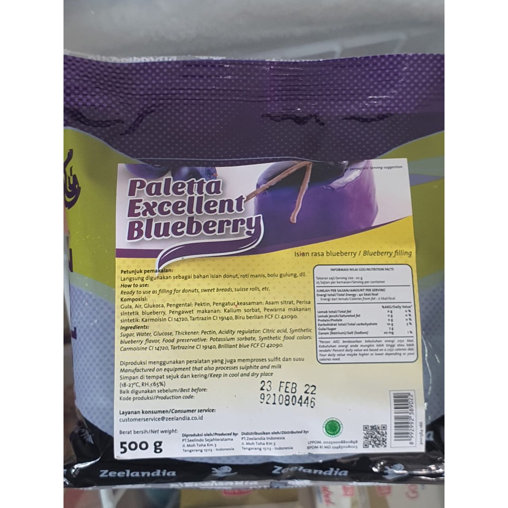 

Zeelandia PALETTA EXCELLENT BLUEBERRY 500 Gr