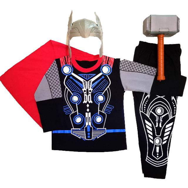 Baju Kostum Topeng Anak Superhero Dengan Palu Hammer