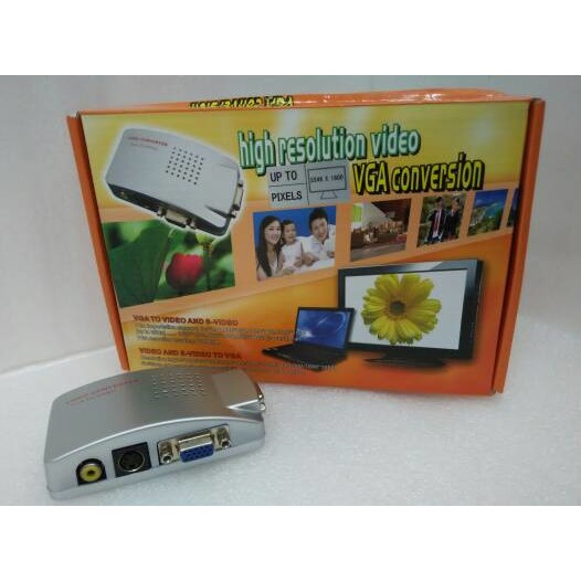 VGA to RCA + S-Video Converter Box - PC to TV Converter