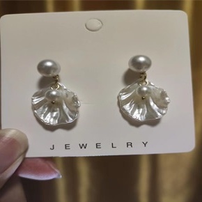 Anting Tusuk Silver Desain Kelopak Bunga Hias Mutiara Putih Gaya Jepang Korea