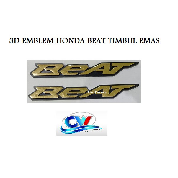 3D EMBLEM HONDA BEAT TIMBUL EMAS HARGA SEPASANG KANAN DAN KIRI