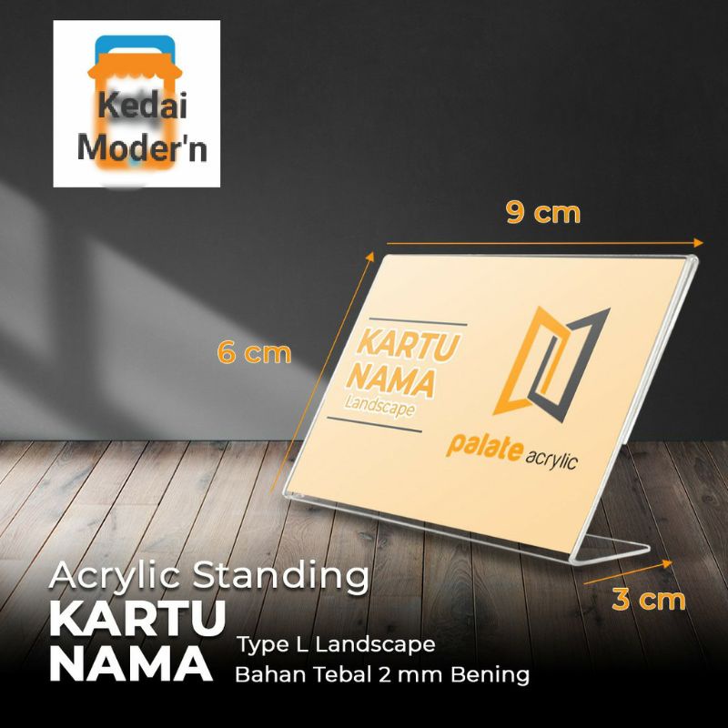 

akrilik kartu nama bentuk L / acrilik / acrylik stand kartu nama landscape