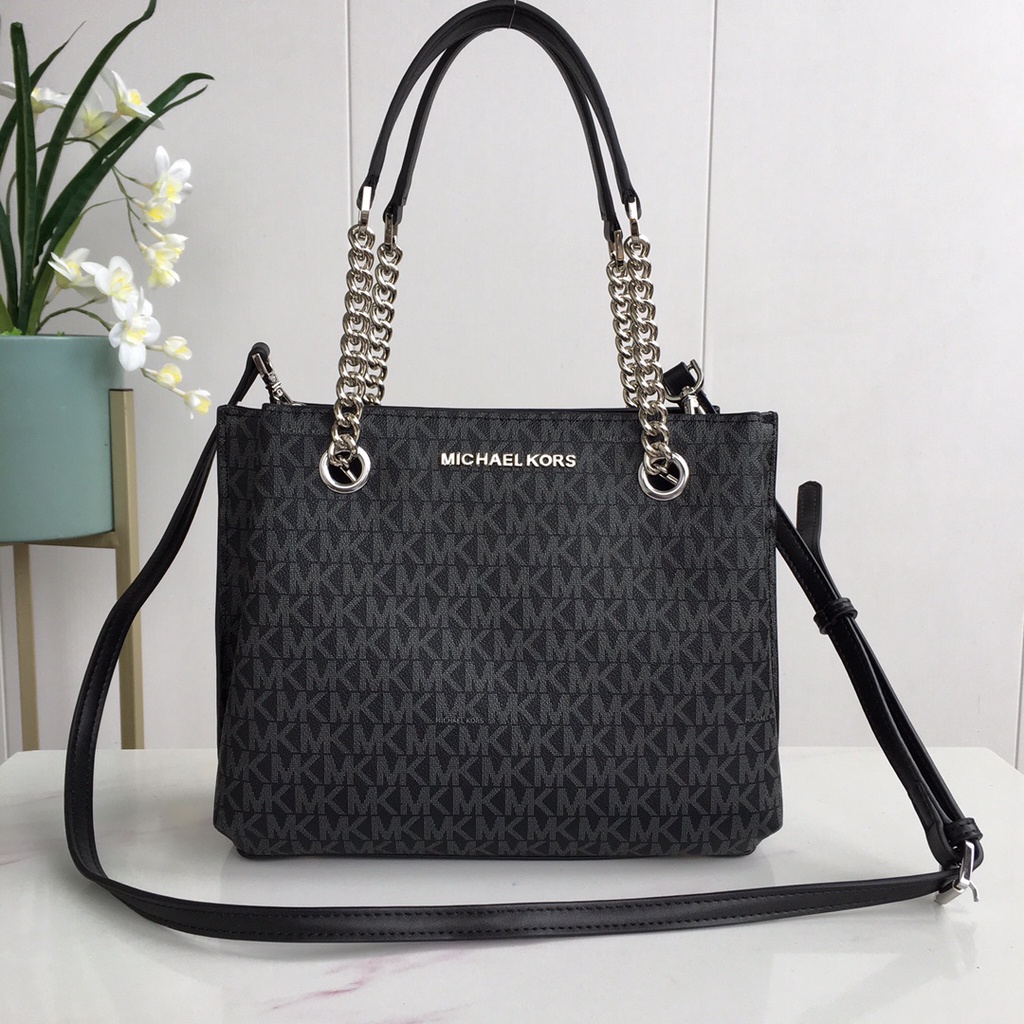 【Stock Ready】New MK 0134 Women's Arielle Chain Tote Bag Shoulder Bag Crossbody Bag (black)