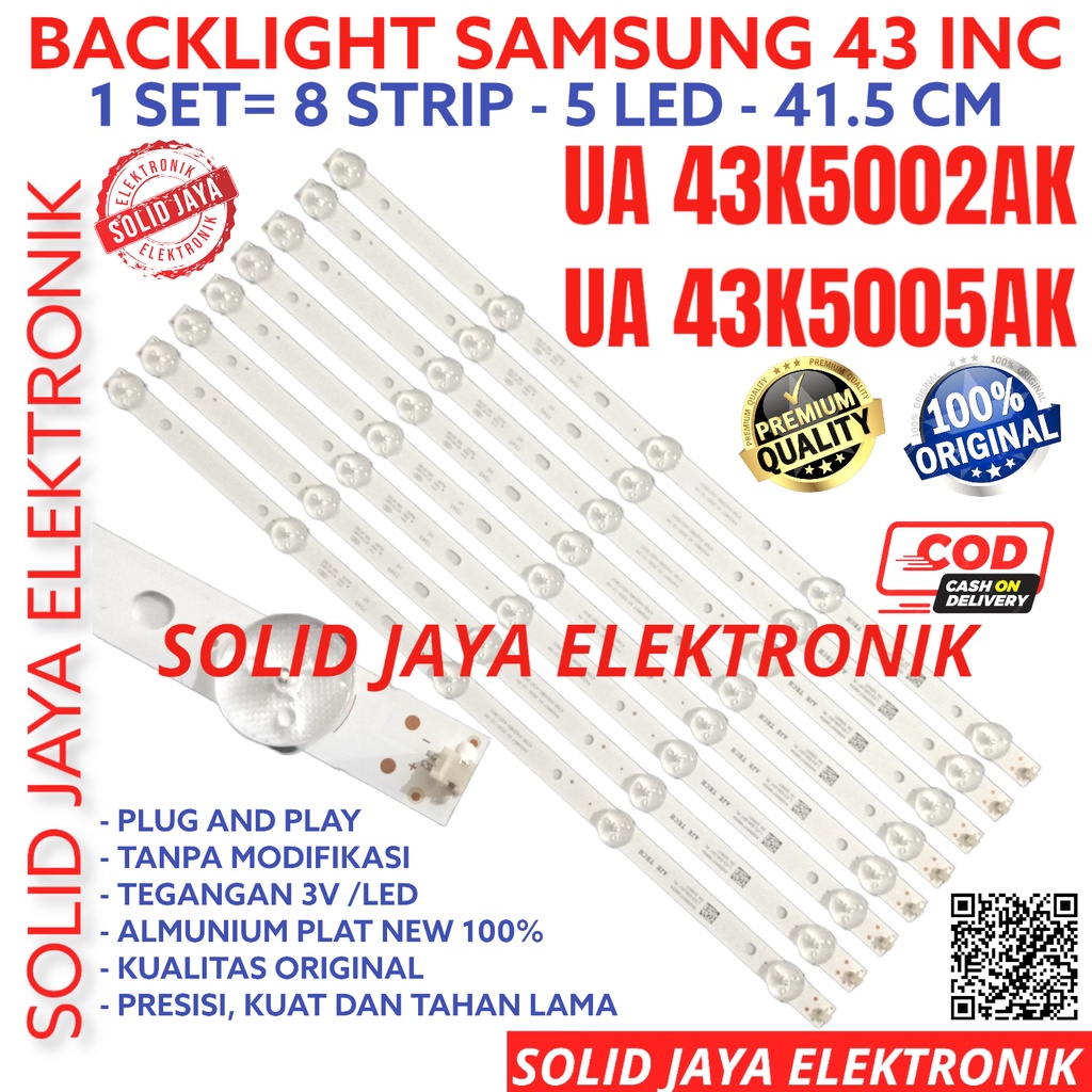 BACKLIGHT TV LED SAMSUNG 43 INC UA 43K5002 43K5005 UA43K5002 UA43K5005 UA-43K5002 UA-43K5005 AK LAMPU BL 5K 3V 5 KANCING 5LED 43INCH 43IN 43INC 43K 43K5002AK 43K5005AK UA43K5002AK UA43K5005AK UA-43K5002AK UA-43K5005AK 8 STRIP BATANG LED SAMSUNG 43 IN INCH