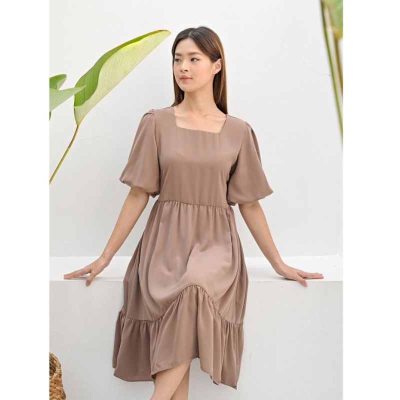 Dress Wanita Dewasa Korea Vintage Terusan Bumil Friendly