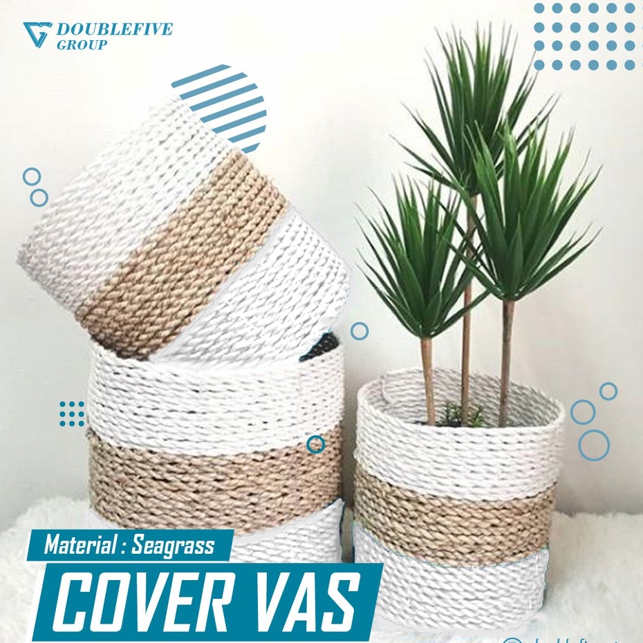 Cover Pot Anyaman isi 3. Seagrass Basket, Hiasan Keranjang Anyam