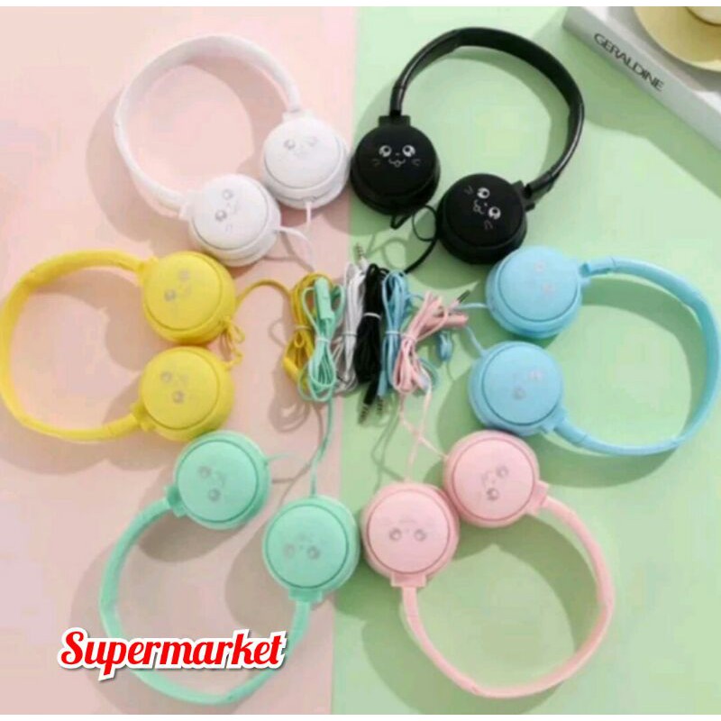 Headset Handphone Stereo Macaron Cartoon Extra Bass J-18