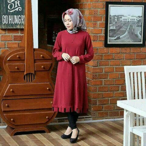 Termurah Savana Tunik Maroon Busana Muslim Atasan muslim Tunik