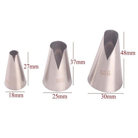 Stainless Steel Icing Piping Nozzles #580S, #580, #686 (3pcs)