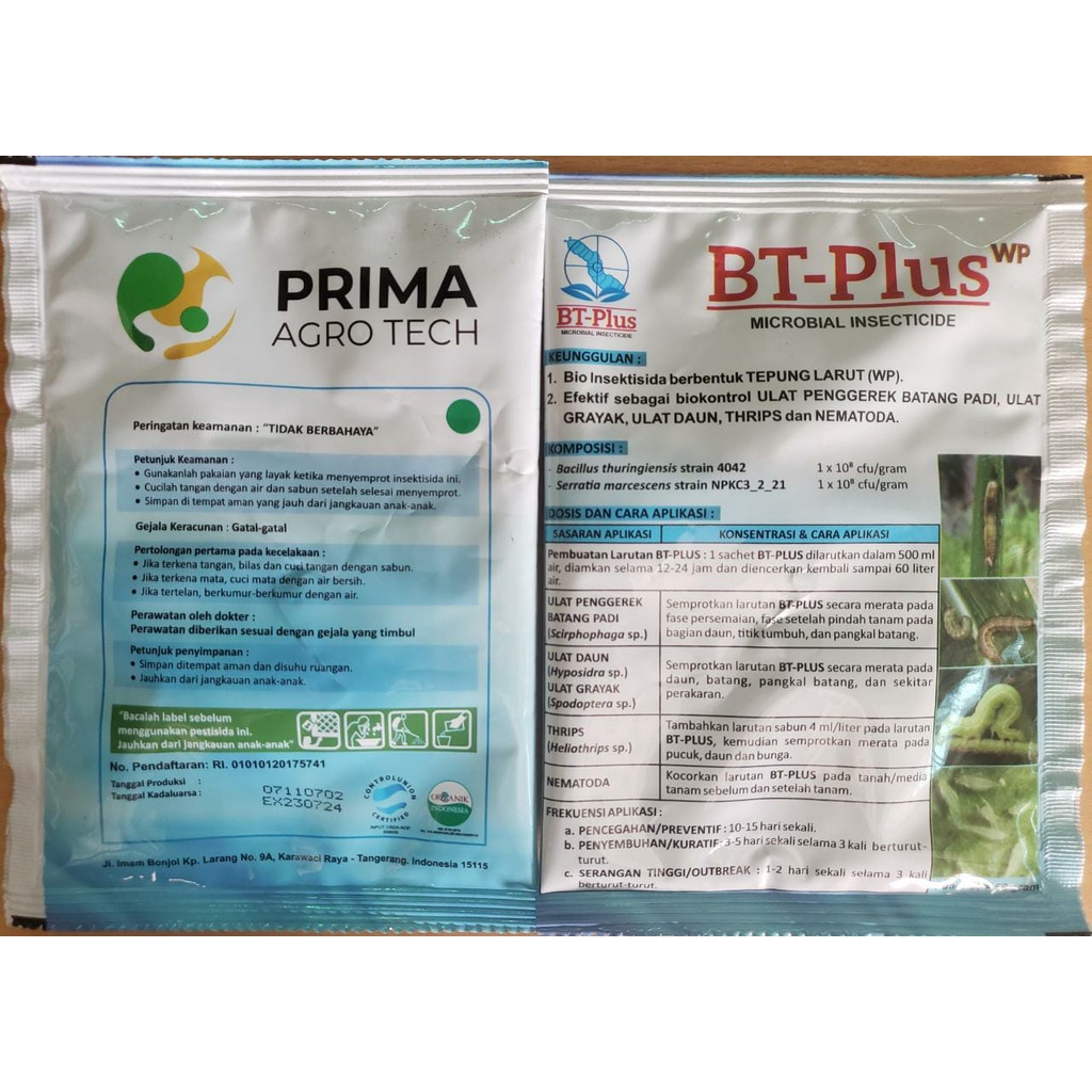 Insektisida Organik BT Plus 50gr Bio Insektisida