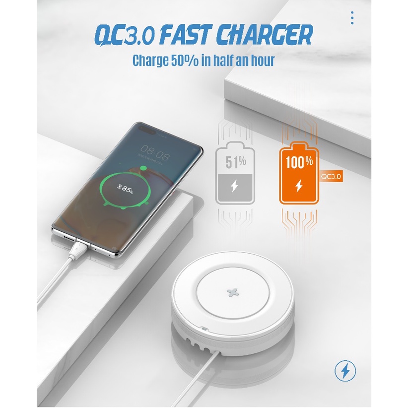 LDNIO AW003 - 32W Desktop Wireless Charger - 4 USB Port and Wireless Charger 15W - Support PD 20W