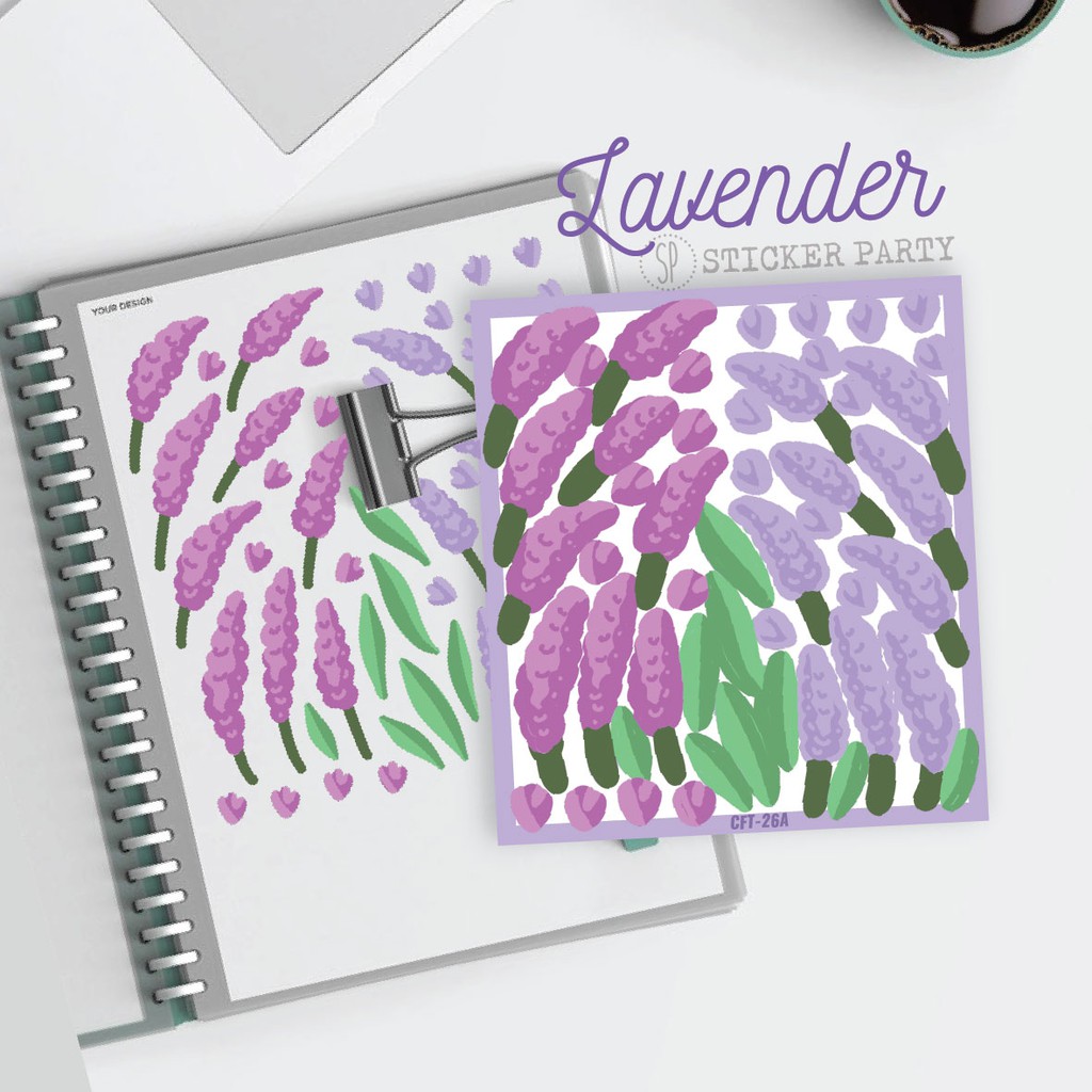 

Stiker Bunga Lavender Ungu Lukisan Dekorasi Jurnal Tahan Air Sticker Party CFT26