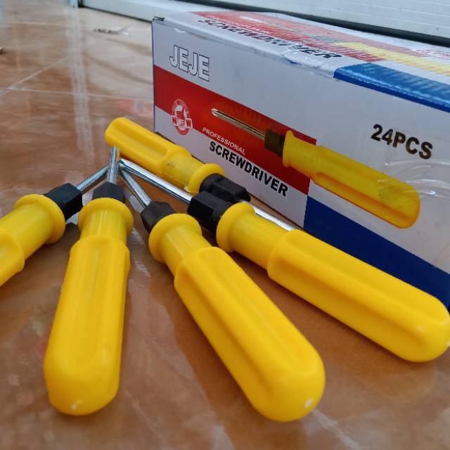 TERMURAH Obeng bolak balik kuning screwdriver 2 way