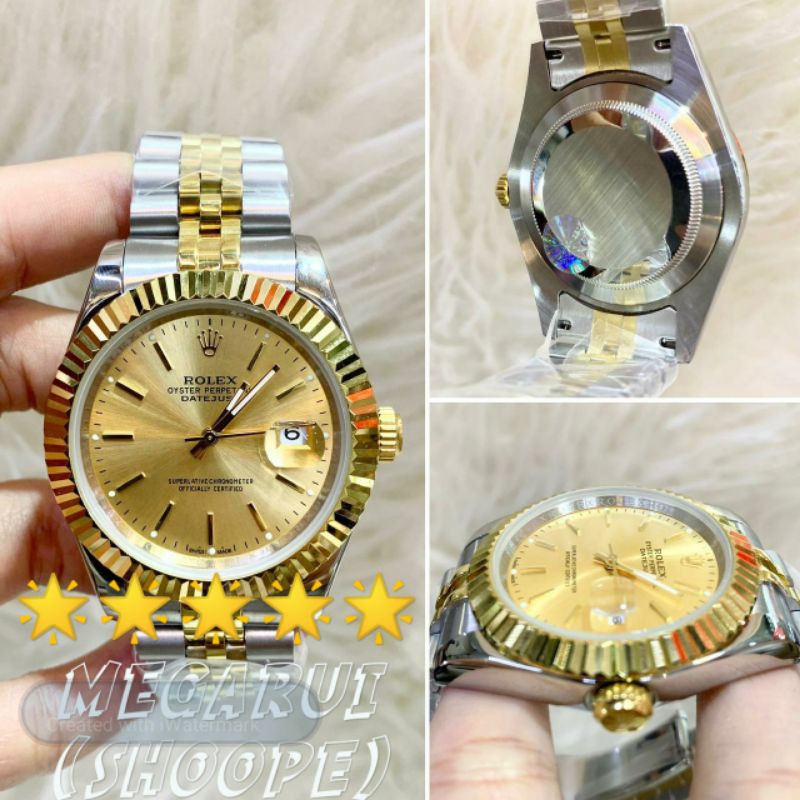 JAM TANGAN COWOK ROLEX DATEJUST 41MM SILVER GOLD AUTOMETIC SUPER PREMIUM AAA