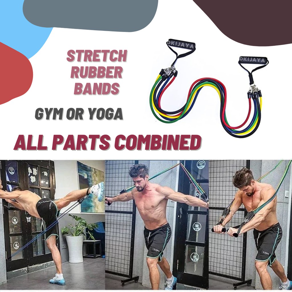 POWER RESISTANCE BAND Alat Olah Raga Otot Full Set 11 in 1 Tali Stretching Tarik Karet Fitness Gym