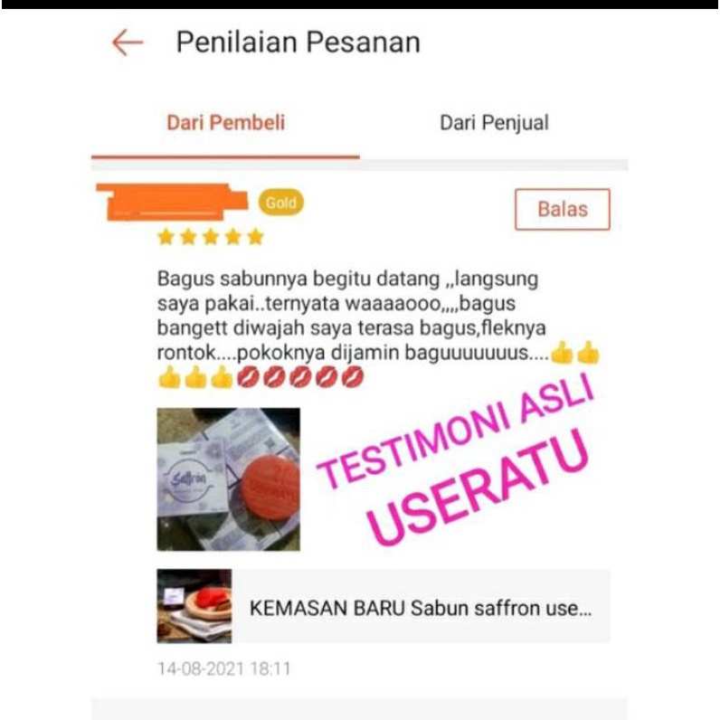 Sabun saffron useratu BPOM pemutih wajah alami, ampuh basmi jerawat dan komedo / sabun safron