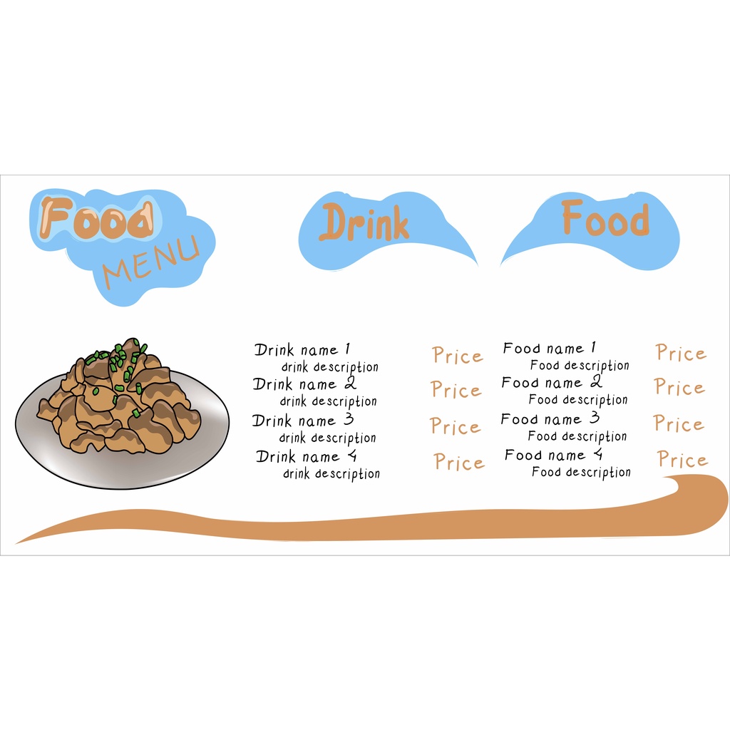 

desain daftar menu warung cetak di ukuran hvs kertas A4 dan di laminating