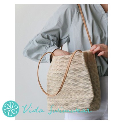 Rattan Beach Bag Korean Bag Tas Tote Bahu Wanita Anyaman