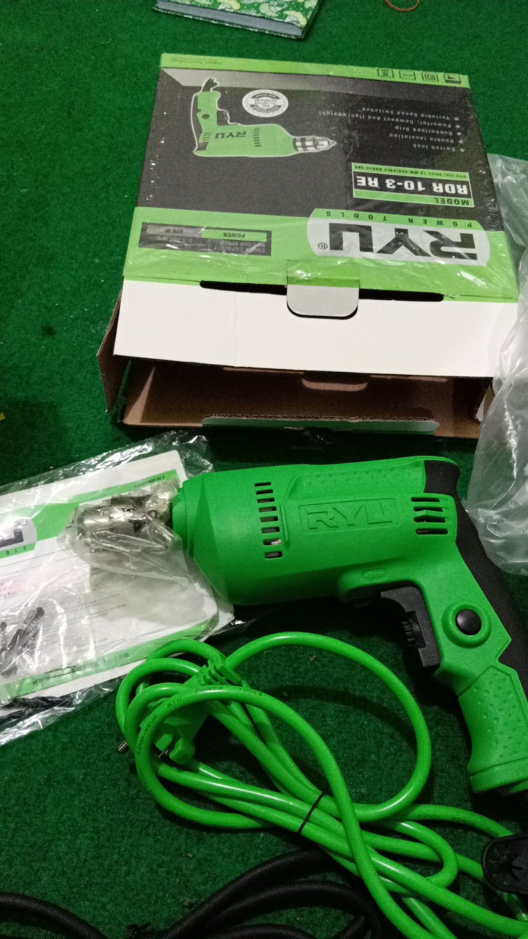 Ryu Mesin Bor Tangan 10mm Bor Besi Kayu 10 Mm Hand Drill 2 Arah Bolak Balik