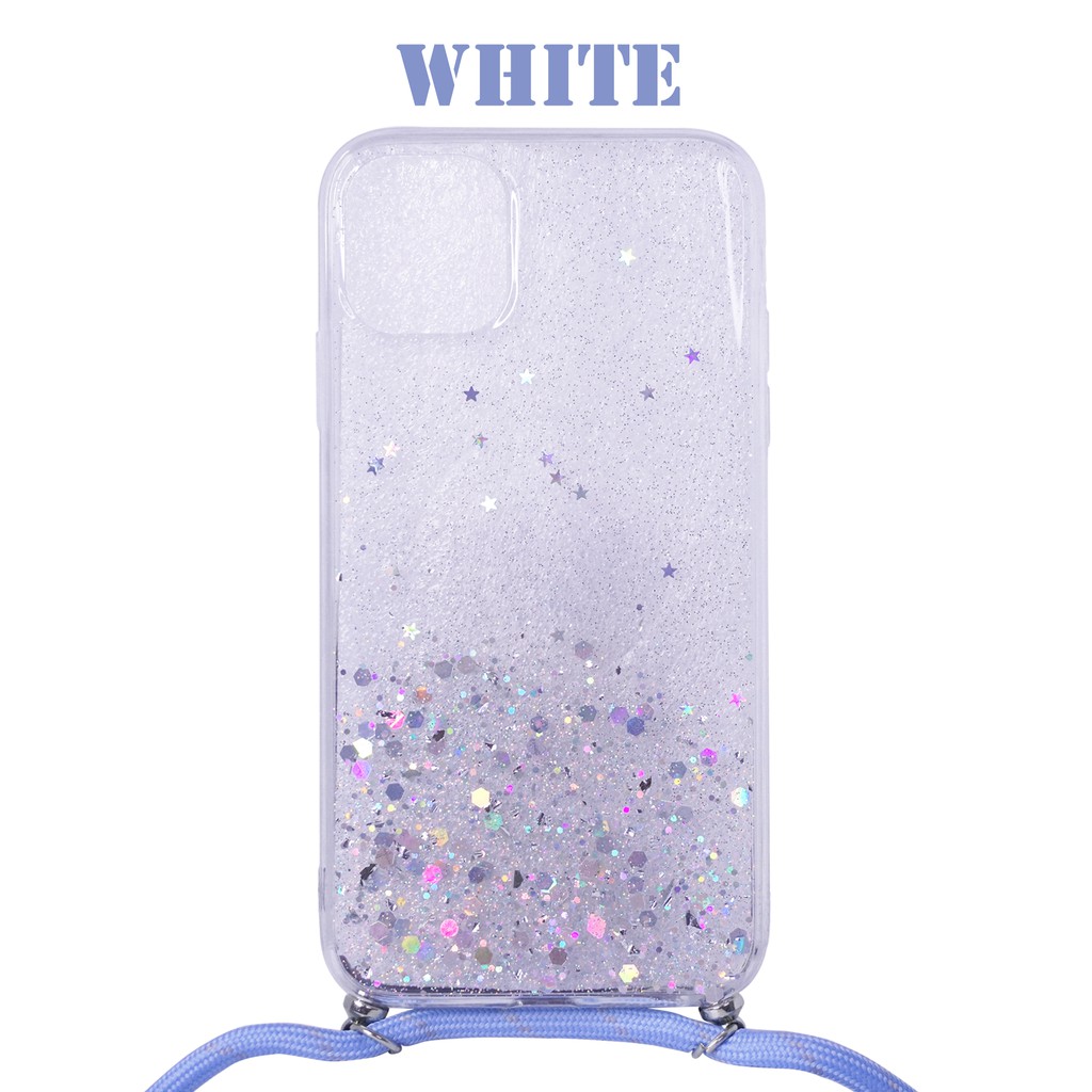 Oppo F9 F11 Pro F17 Pro Reno 2F 4 4F Clear Glitter Tali Strap Case