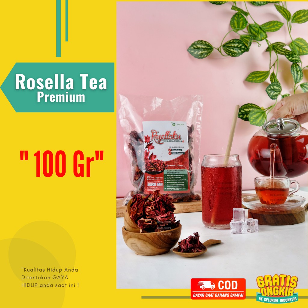 TEH BUNGA ROSELLA MERAH 100 GRAM PREMIUM / DRIED ROSELLA /HIBICUS TEA /TEH ROSELA MERAH /HISBICUS TE