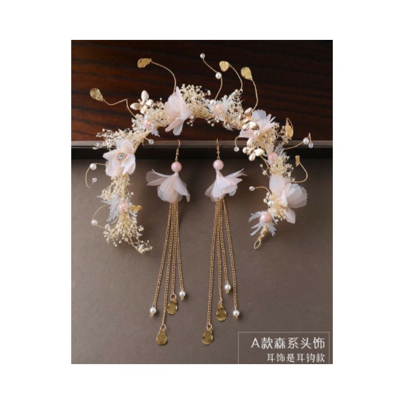 Cotton Headpiece - Set Mahkota Anting - Aksesoris Pengantin Bridesmaid _ Bridal Crown