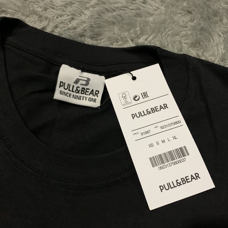 Kaos Tshirt Pull&amp;Bear Basic Script Fulltag &amp; Lebel